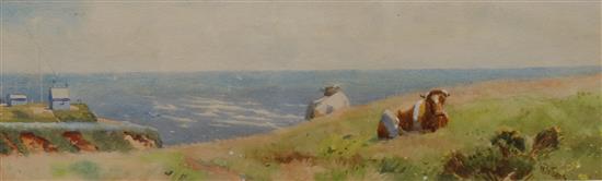 W. Bothams, watercolour, Near Newhaven, signed, 10 x 31cm